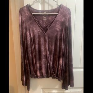 American Eagle Tie Dye Purple Shirt